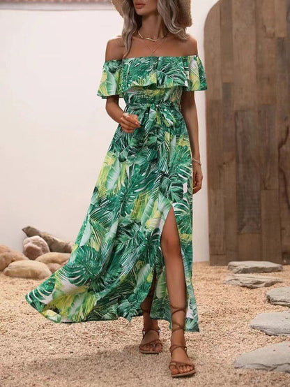 Élégante robe longue fleurie à volants Amelie Morin