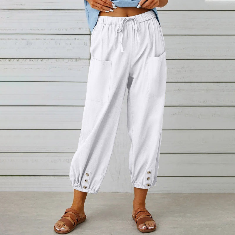 Pantalon décontracté en coton et lin Amélie Morin