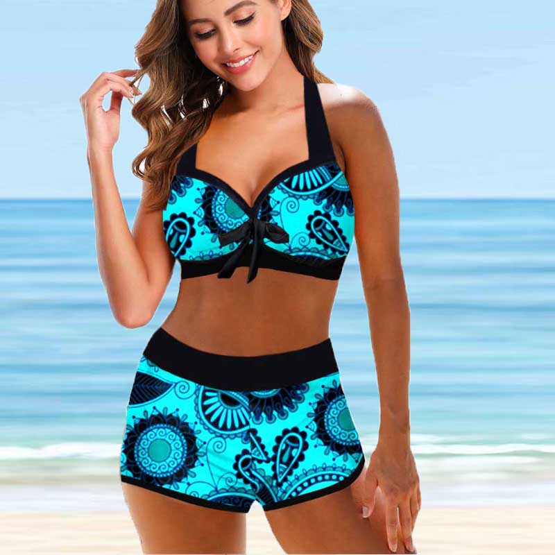 Bikini taille haute fleuri par Amélie Morin