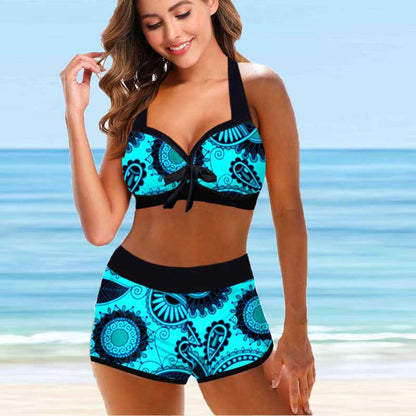 Bikini taille haute fleuri par Amélie Morin