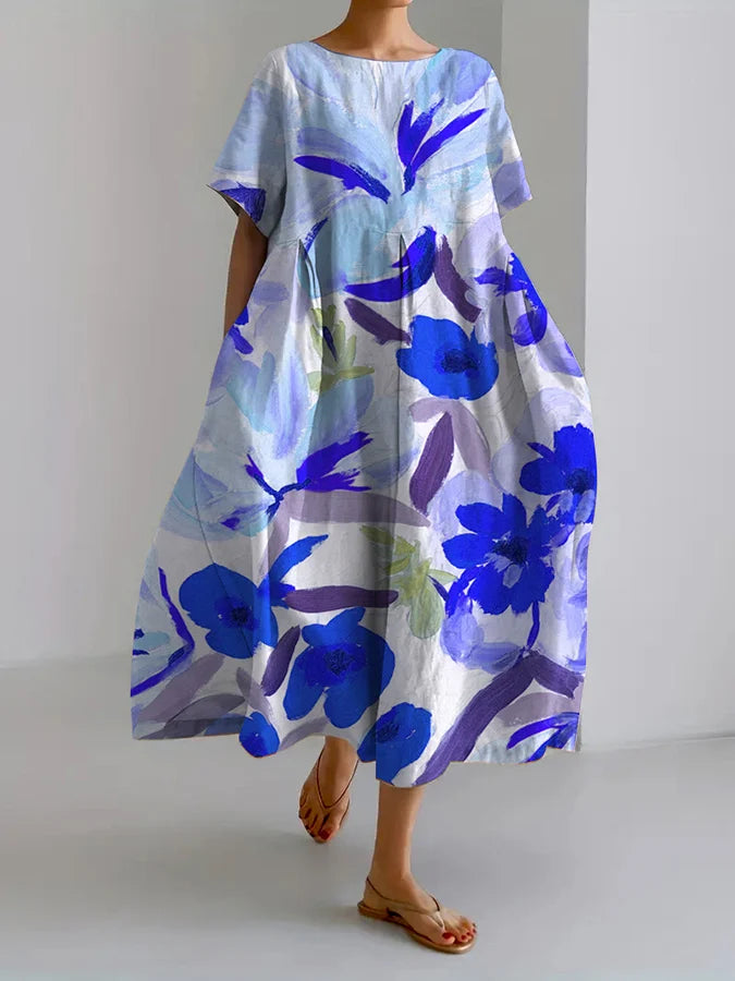 Robe midi d'été Amelie Morin à imprimé floral artistique
