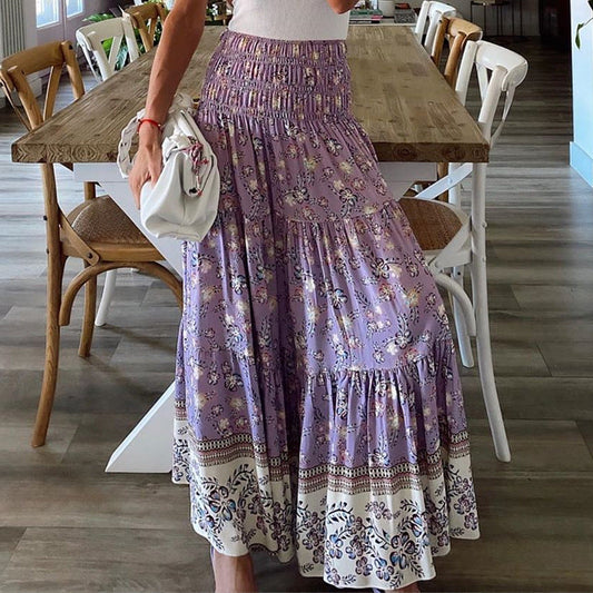 Jupe maxi fleurie taille haute Amélie Morin