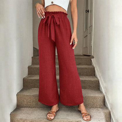 Pantalon rouge à jambes larges et cordon de serrage Amelie Morin