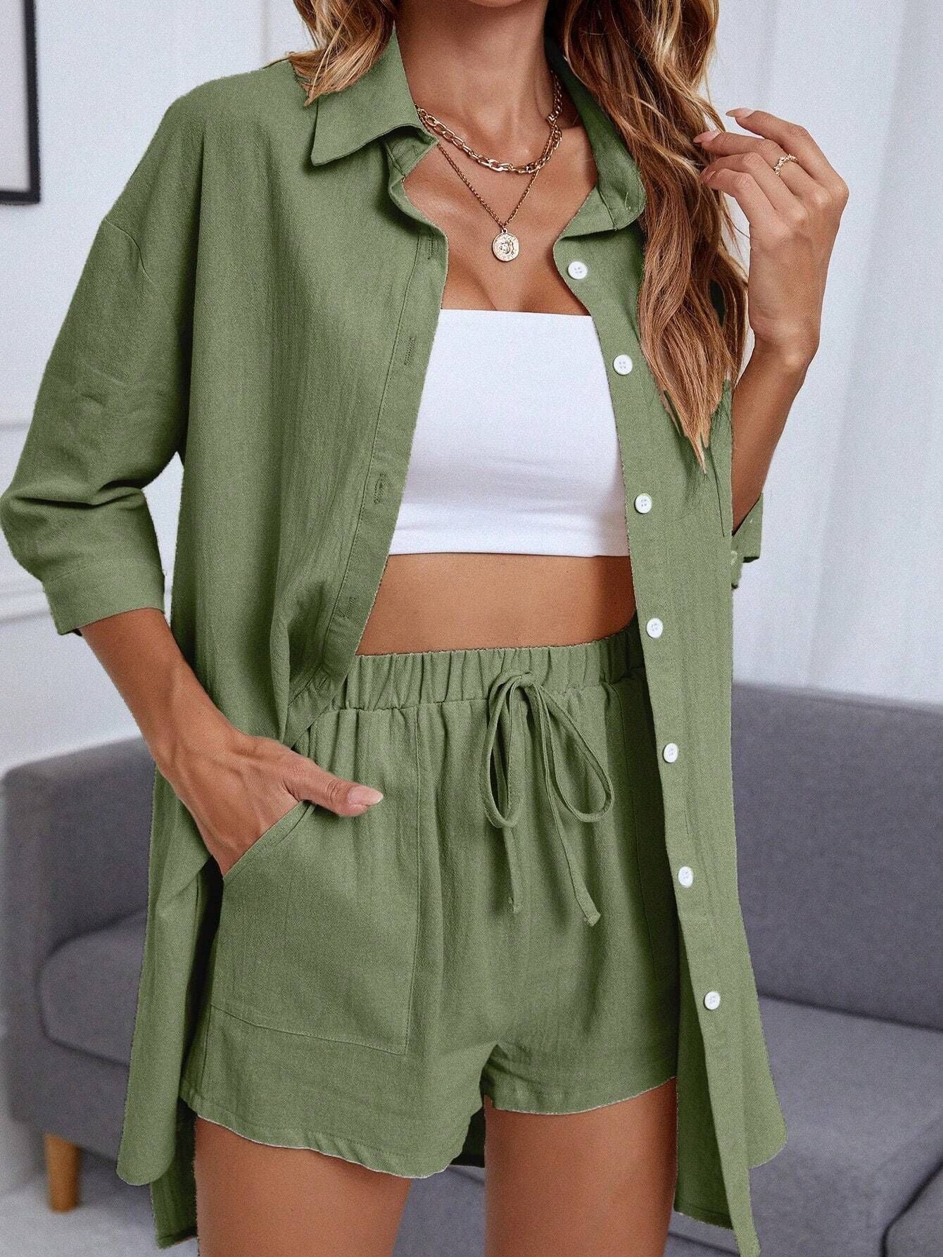 Ensemble chemise en coton chic Amelie Morin tenue décontractée