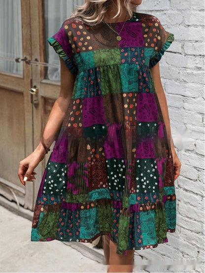 Robe midi d'été patchwork bohème Amélie Morin
