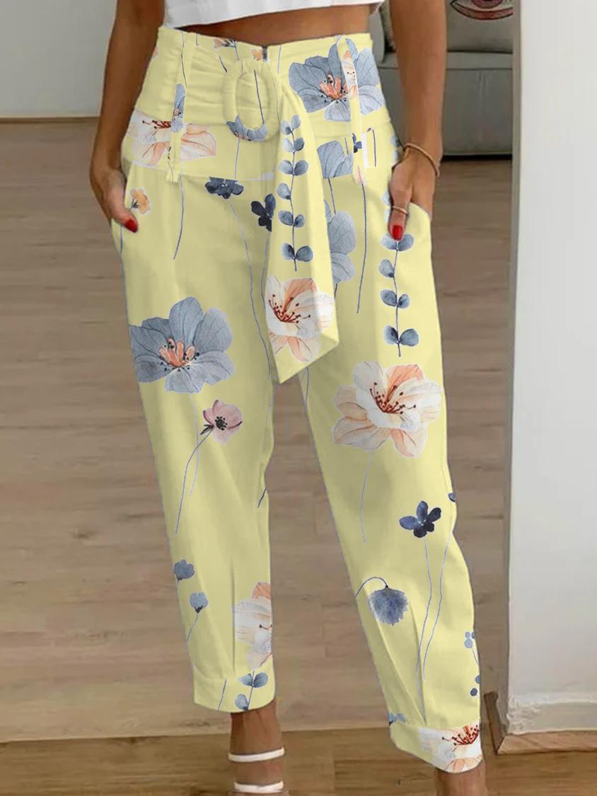Pantalon court en lin fleuri Amelie Morin Femme