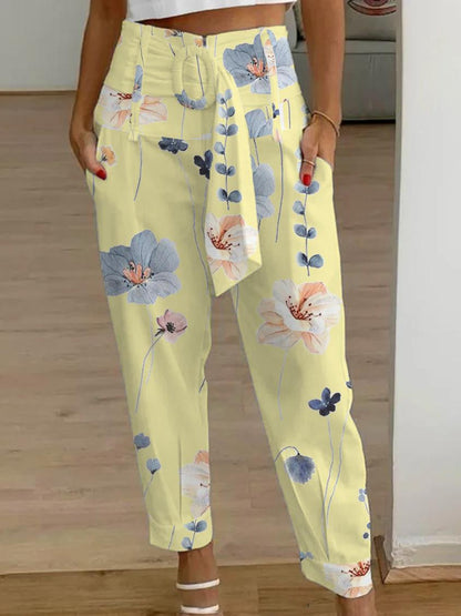 Pantalon court en lin fleuri Amelie Morin Femme