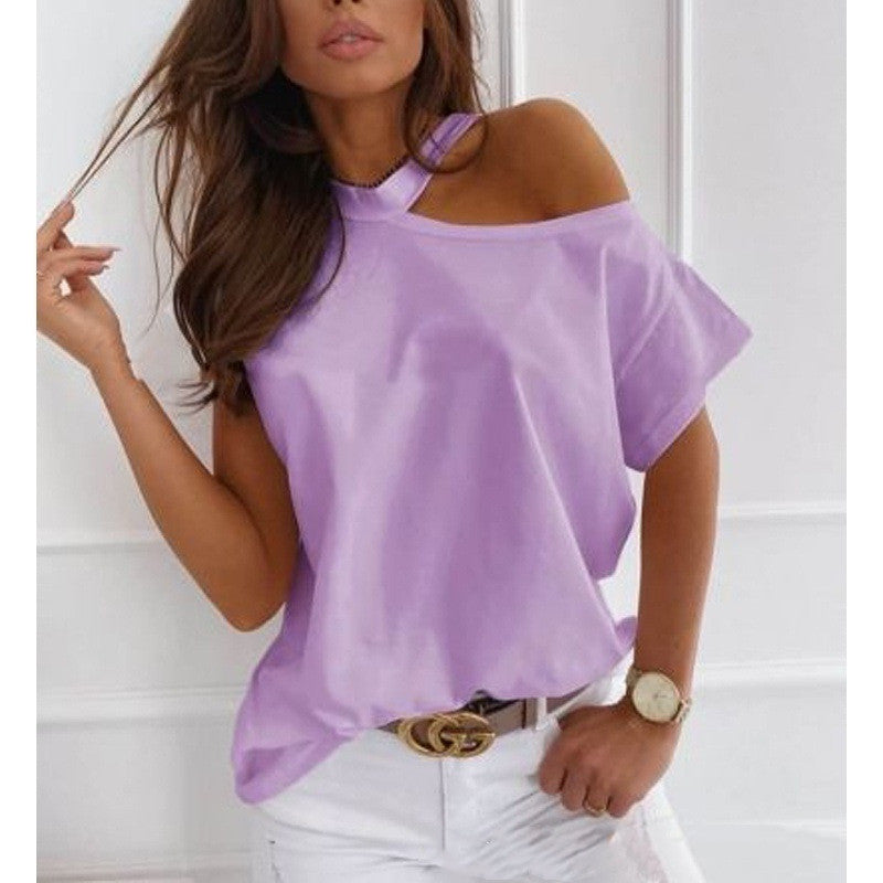 T-shirt chic à manches courtes uni par Amélie Morin