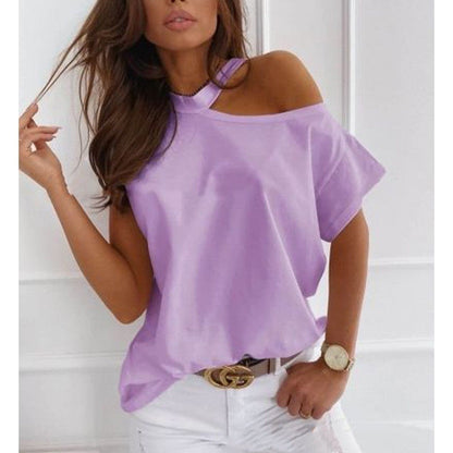 T-shirt chic à manches courtes uni par Amélie Morin