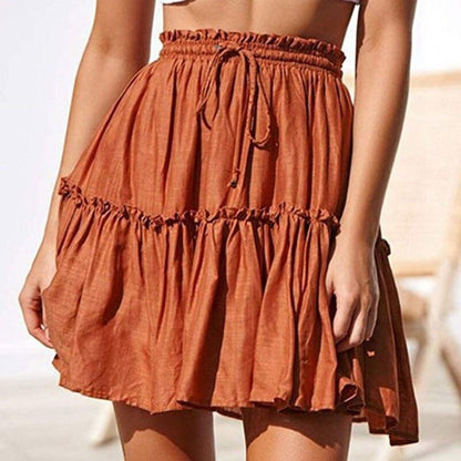 Ruffled Drawstring Mini Skirt by Elizabeth Ainsley
