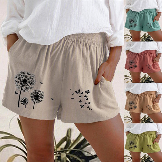 Dandelion Print High Waist Shorts Elizabeth Ainsley