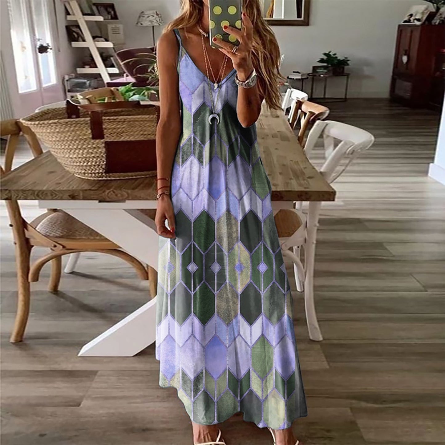 Robe longue d'été à imprimé géométrique Amélie Morin
