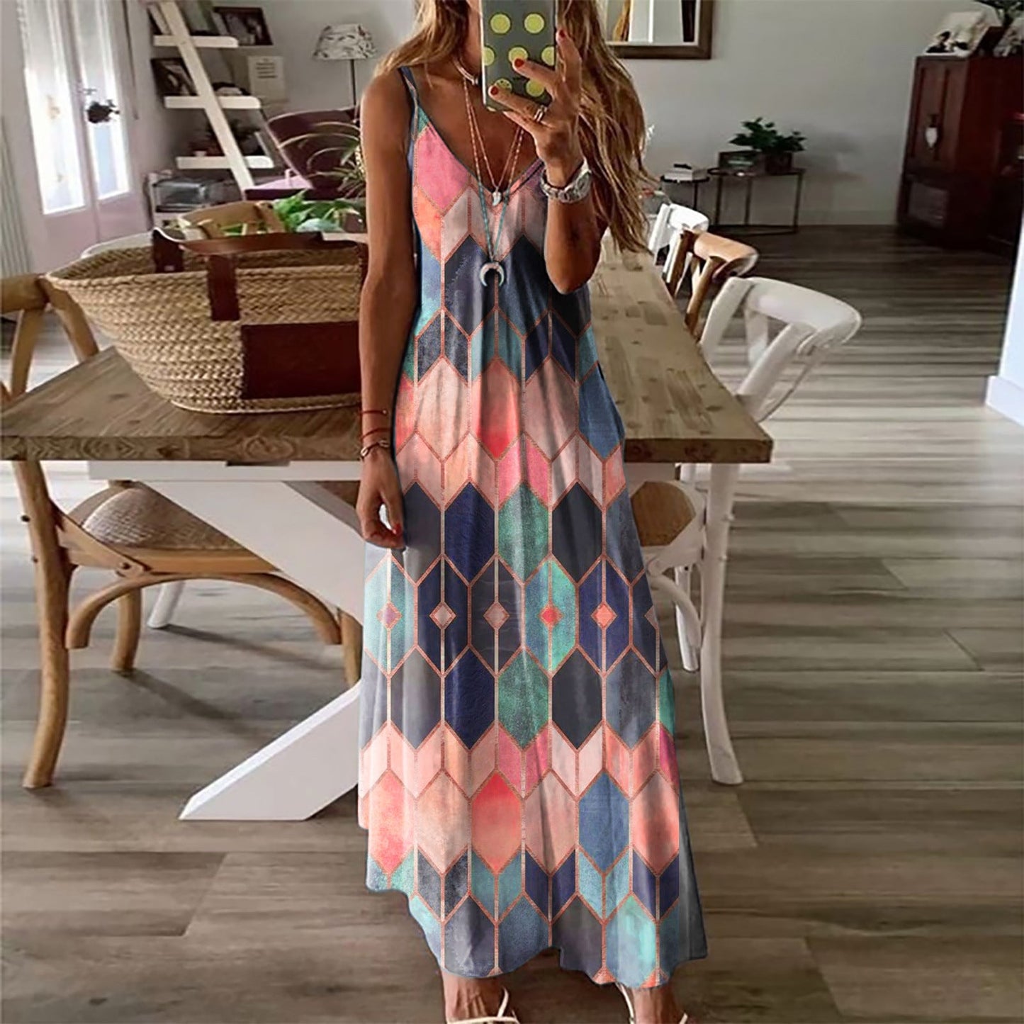 Robe longue d'été à imprimé géométrique Amélie Morin