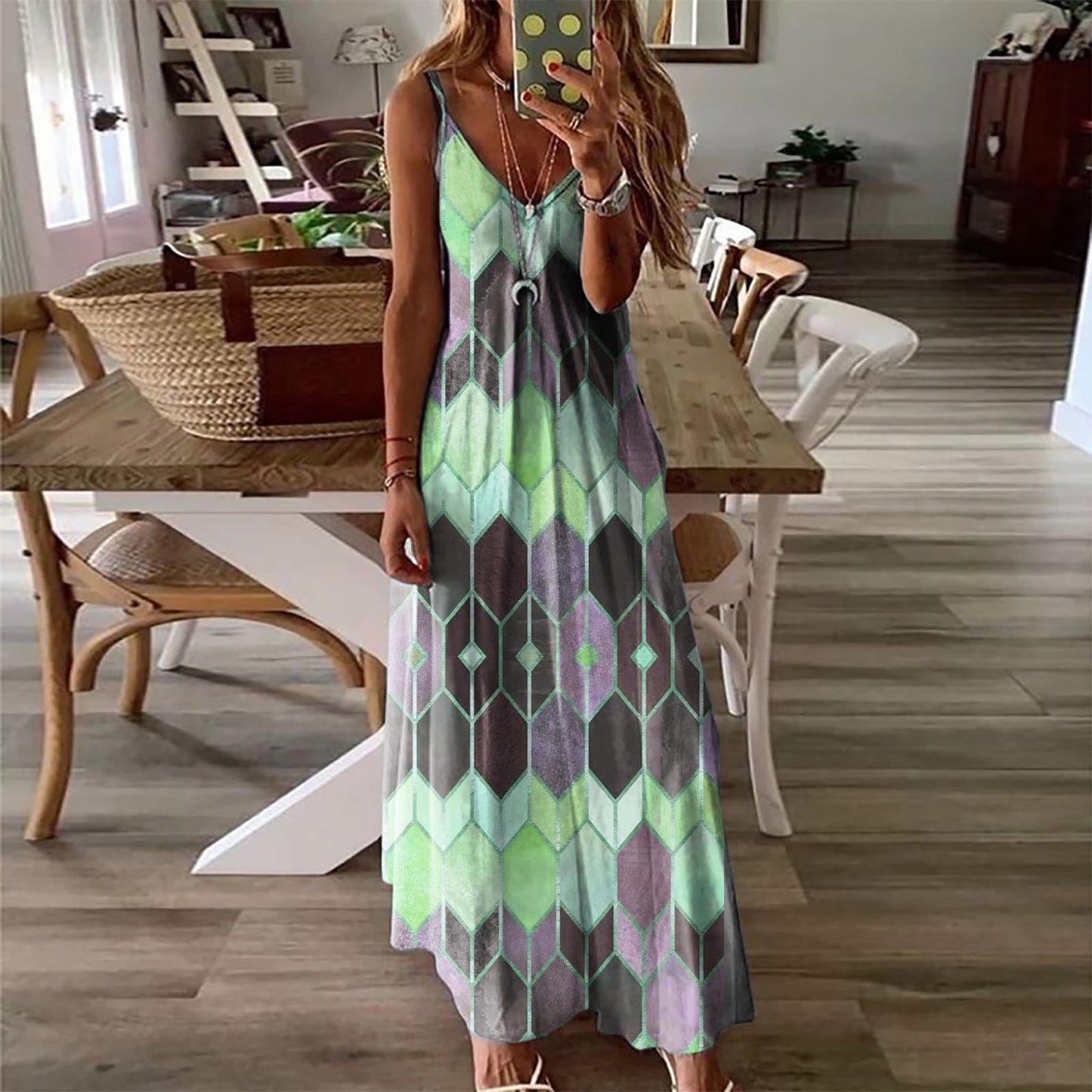 Robe longue d'été à imprimé géométrique Amélie Morin