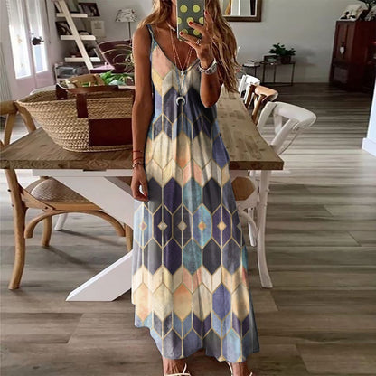 Geometric Print Elizabeth Ainsley Summer Maxi Dress