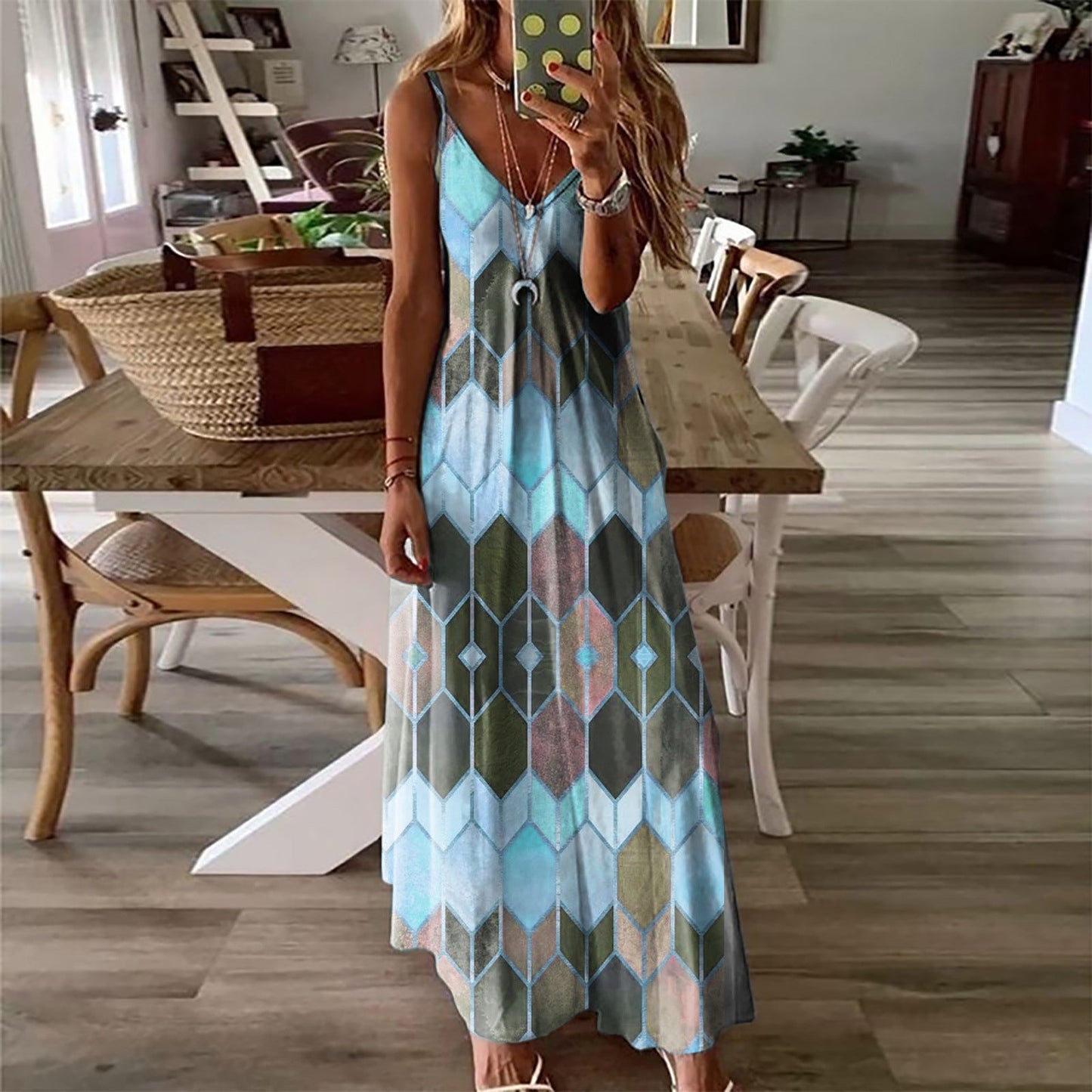Robe longue d'été à imprimé géométrique Amélie Morin
