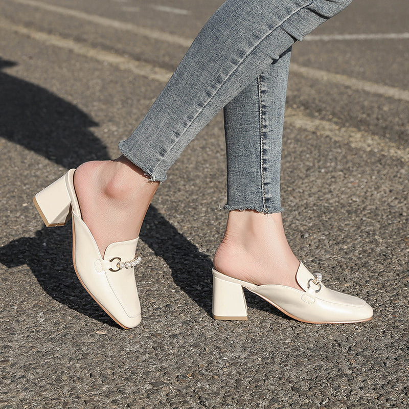 Mules à talons carrés Amelie Morin, chics et inspirées de Pinterest