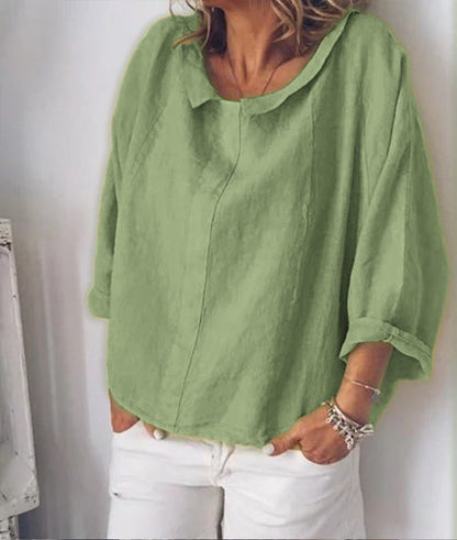 Chemisier chic en lin à revers par Amélie Morin