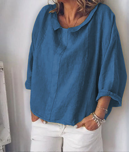 Chemisier chic en lin à revers par Amélie Morin