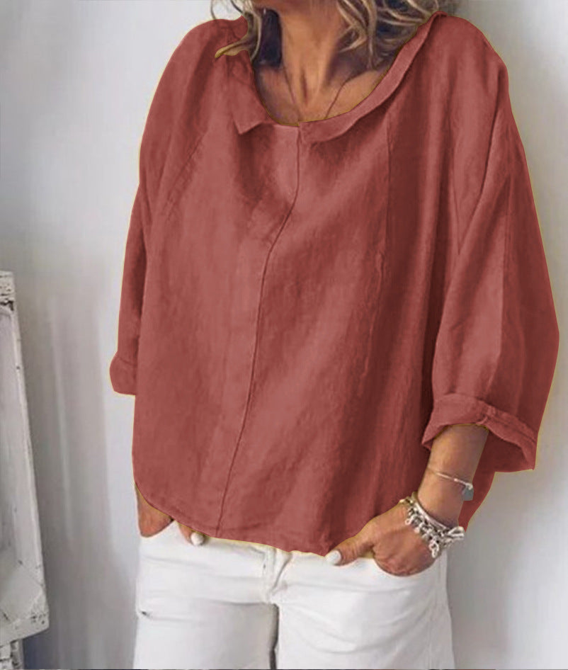 Chemisier chic en lin à revers par Amélie Morin