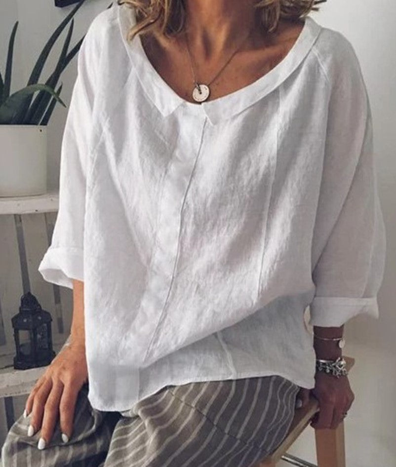 Chemisier chic en lin à revers par Amélie Morin