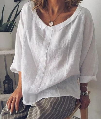 Chemisier chic en lin à revers par Amélie Morin