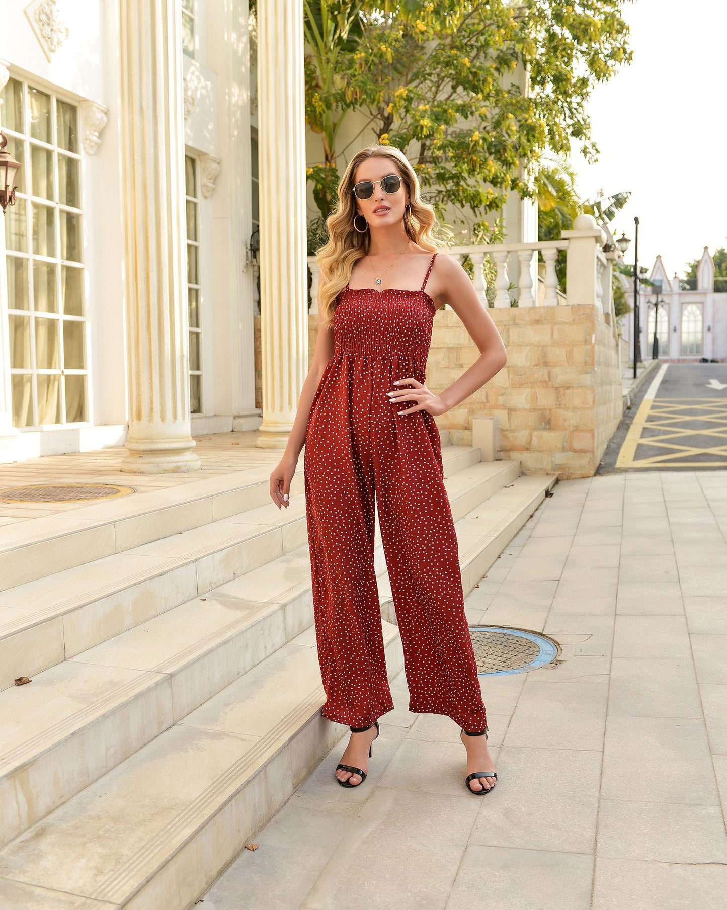 Combinaison à pois chic Amelie Morin à jambes larges