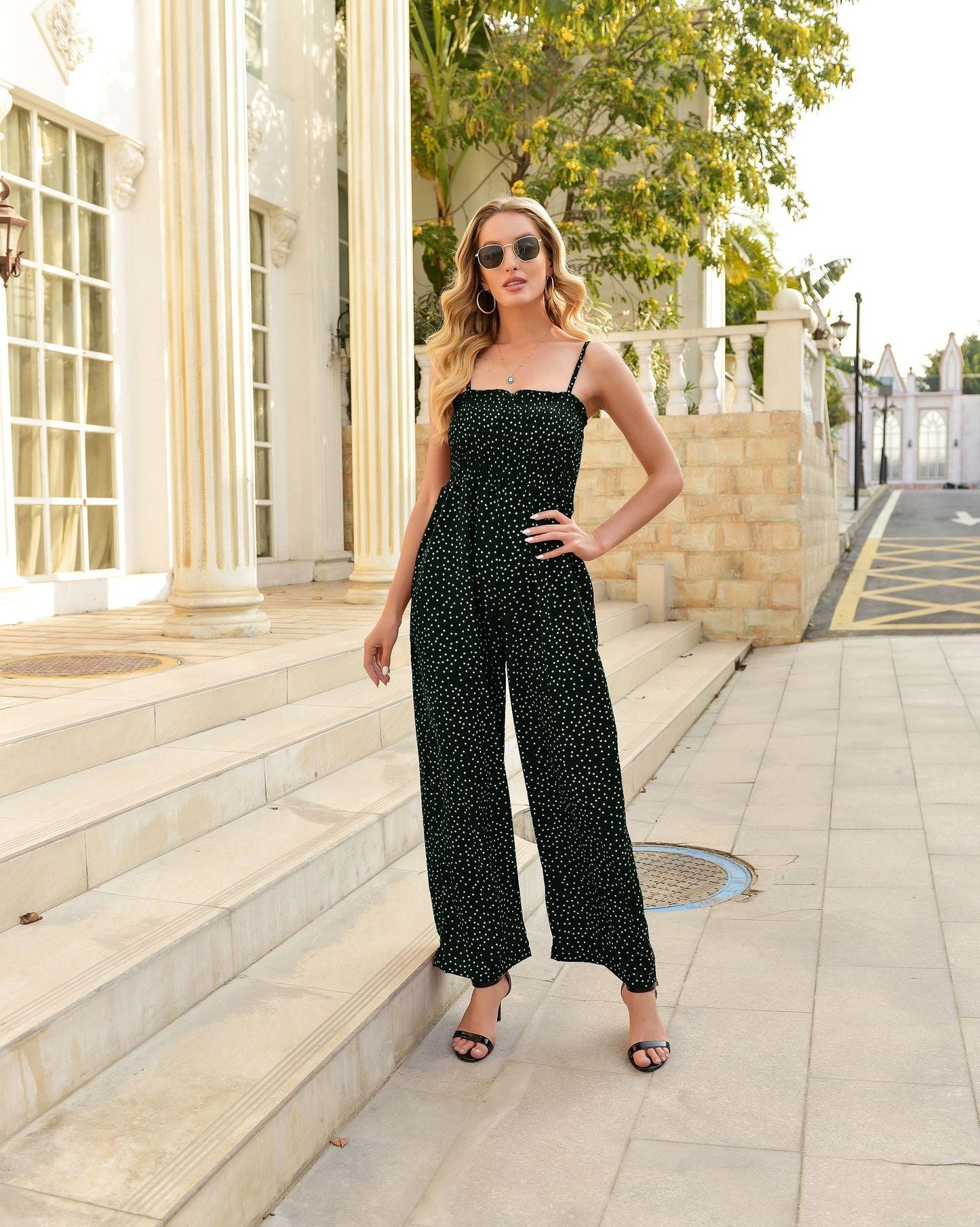 Combinaison à pois chic Amelie Morin à jambes larges