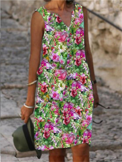 Robe trapèze sans manches à imprimé vibrant Amélie Morin