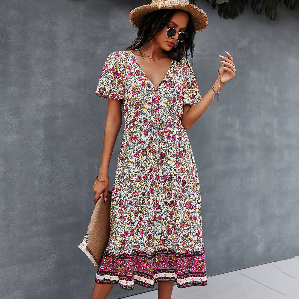 Robe bohème fleurie et vibrante par Amélie Morin