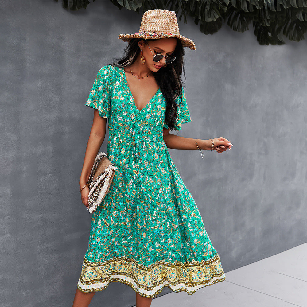 Robe bohème fleurie et vibrante par Amélie Morin