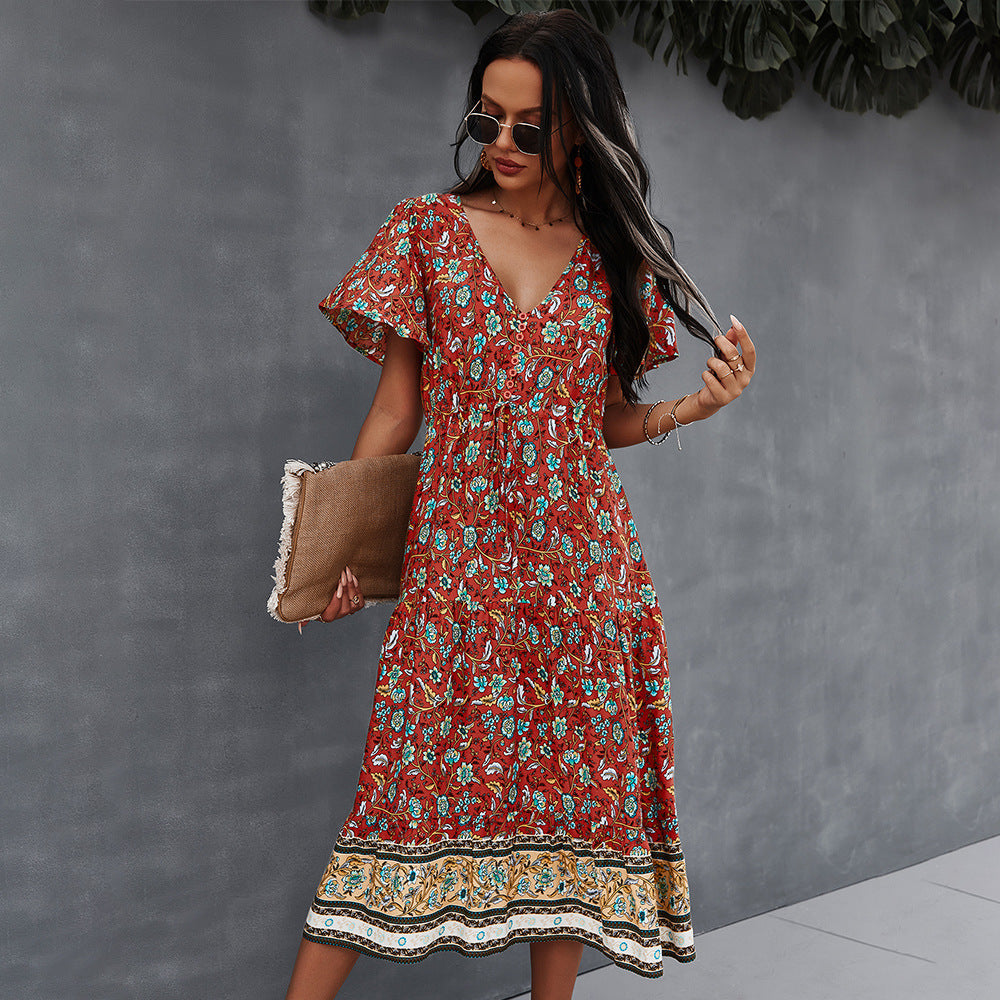 Robe bohème fleurie et vibrante par Amélie Morin