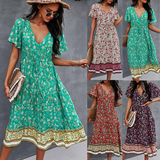 Vibrant Boho Floral Dress by Elizabeth Ainsley