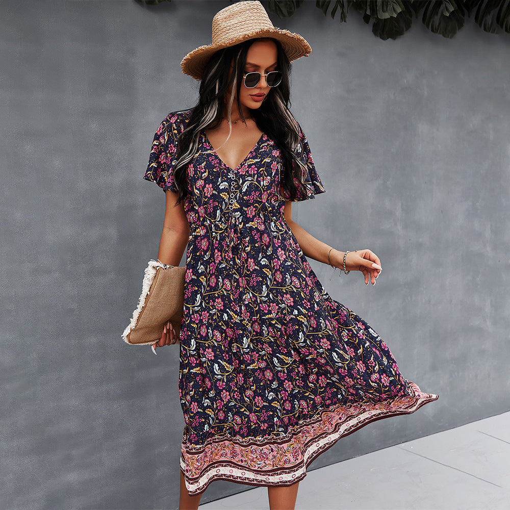 Robe bohème fleurie et vibrante par Amélie Morin