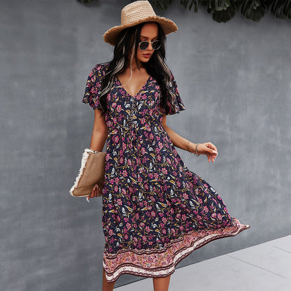 Robe bohème fleurie et vibrante par Amélie Morin