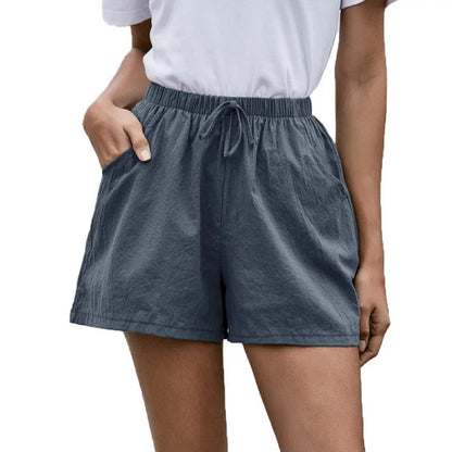 Short en lin fluide Amelie Morin pour femme, jambes larges