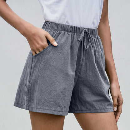 Short en lin fluide Amelie Morin pour femme, jambes larges