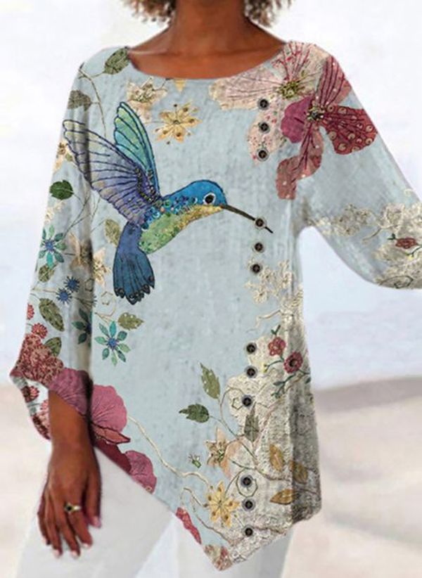 Haut asymétrique à imprimé floral par Amélie Morin