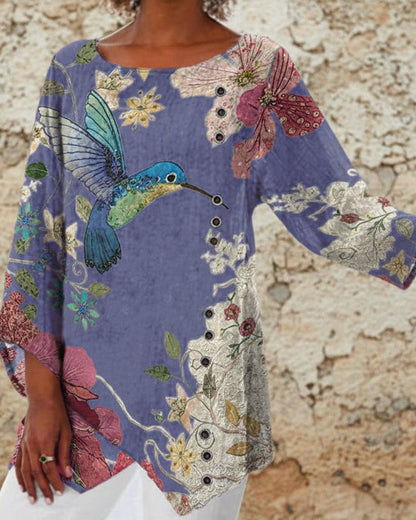 Floral Print Irregular Top by Elizabeth Ainsley