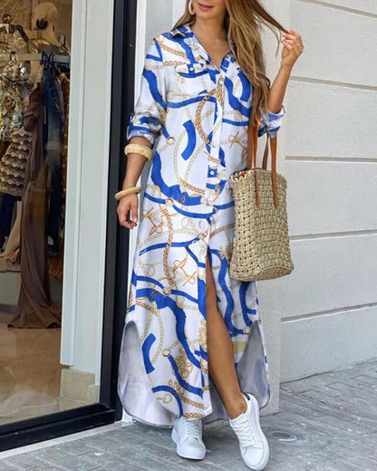 Chic Printed Long Shirt Dress Elizabeth Ainsley