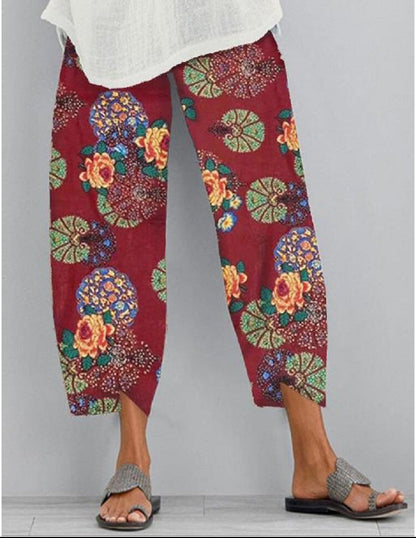 Pantalon bohème imprimé à taille élastique par Amélie Morin