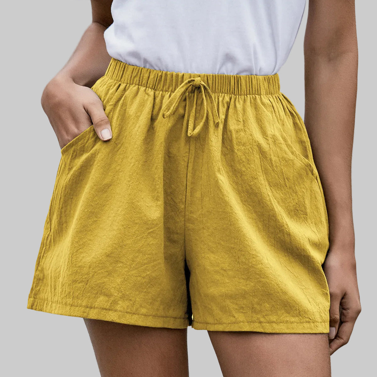 Short en lin fluide Amelie Morin pour femme, jambes larges