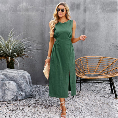 Robe midi d'été sans manches Chic Amélie Morin