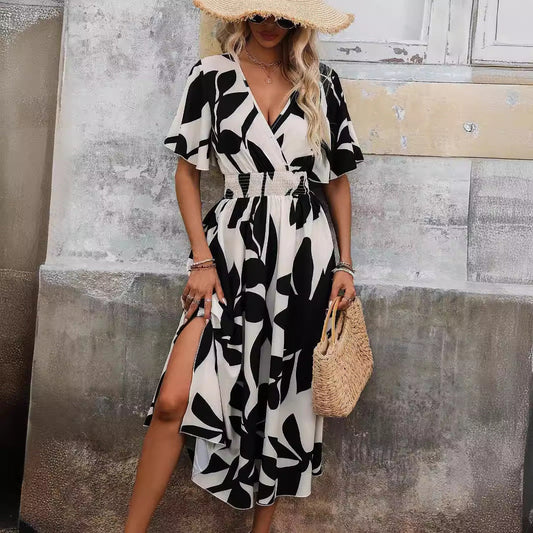 Robe imprimée élégante à col croisé Amélie Morin