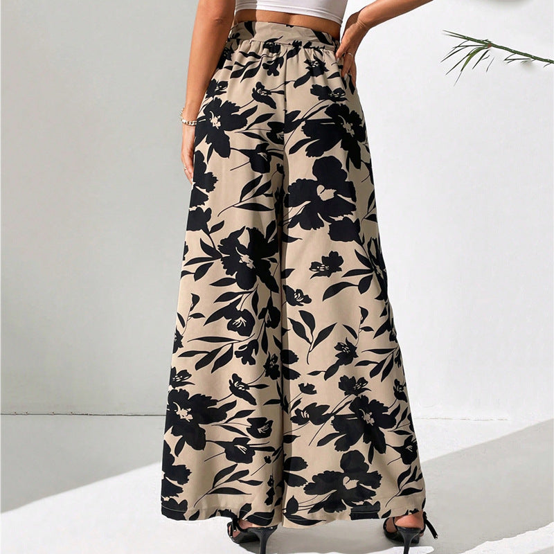 Pantalon fleuri taille haute jambes larges par Amélie Morin