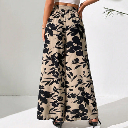 Pantalon fleuri taille haute jambes larges par Amélie Morin