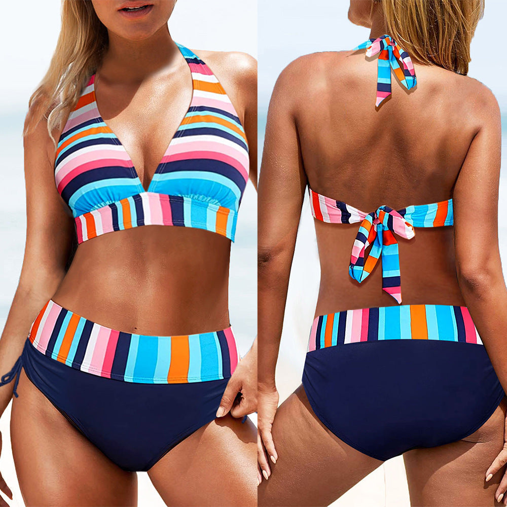 Bikini rayé taille haute par Amélie Morin