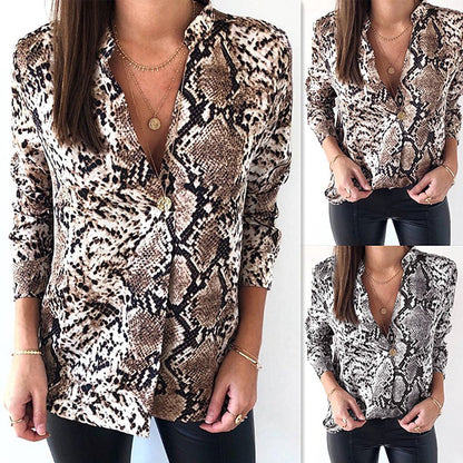 Chic Leopard Print Elizabeth Ainsley Button-Up Top