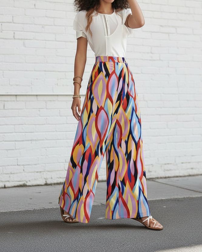Pantalon bootcut imprimé vibrant Amelie Morin