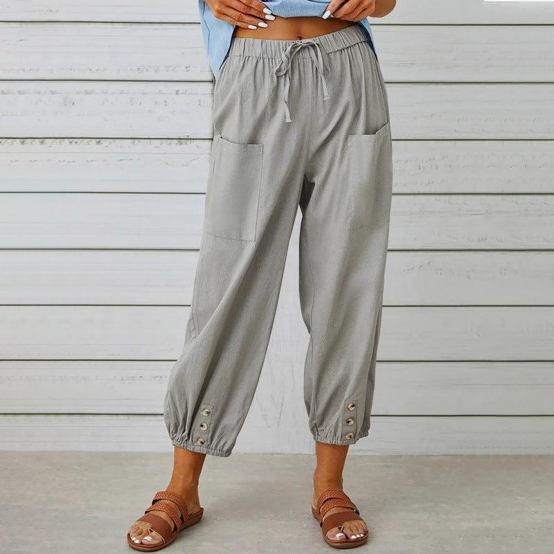 Pantalon décontracté en coton et lin Amélie Morin